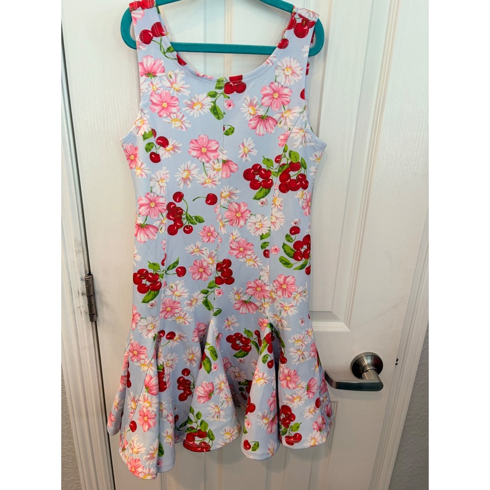 Biscotti Dress Blue Cherry Floral Print Sleeveless Pleated Skirt 982CSK Kids 10
